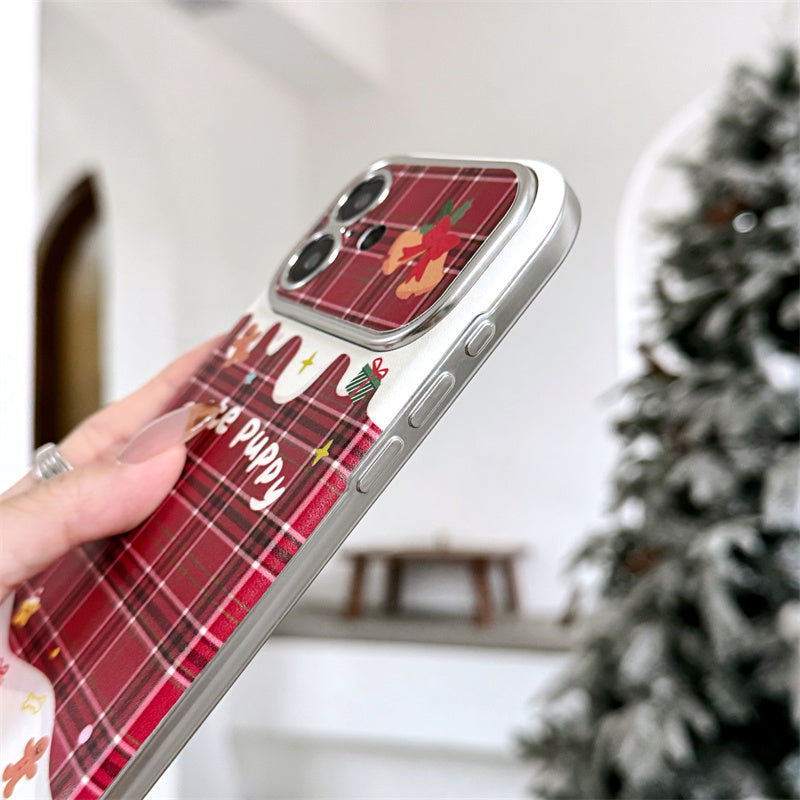 Christmas Red Plaid Phone Case — With Optional Dachshund Crossbody Clip (13-16)
