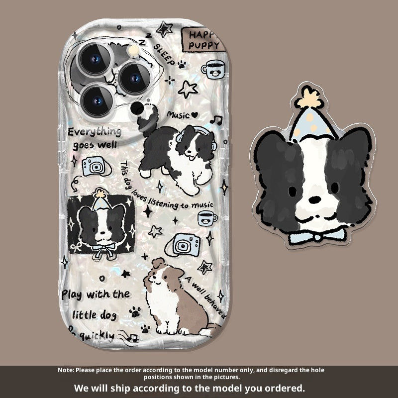 Cream Pattern Transparent Drop-Resistant Phone Case with Stand (11-17)