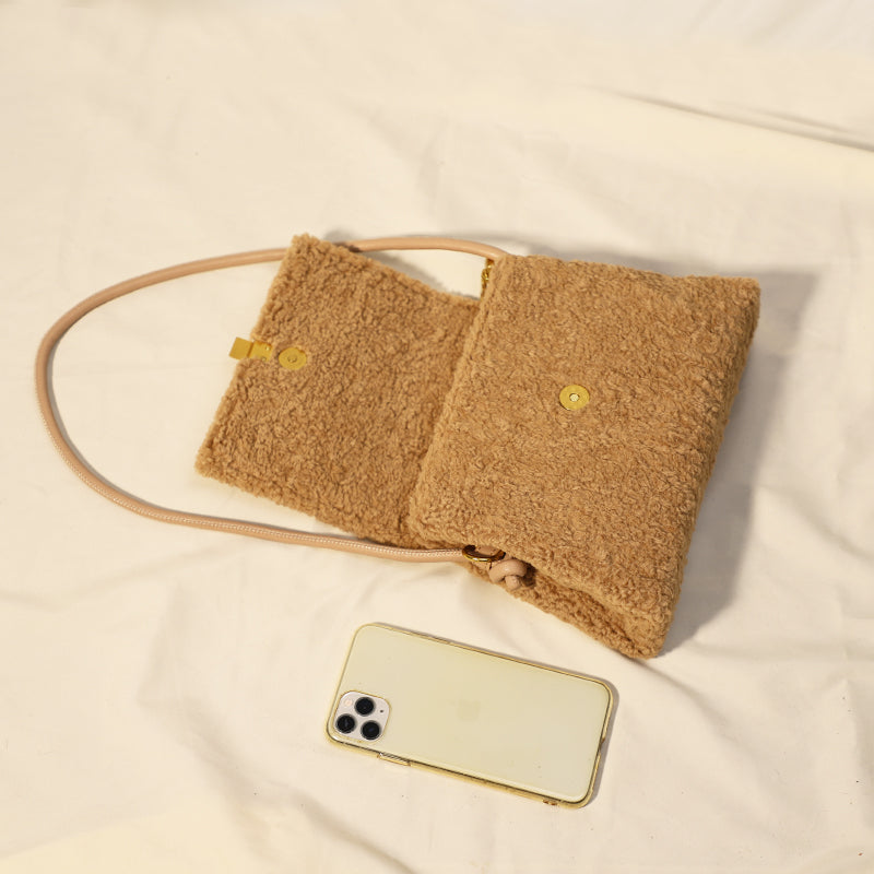 Winter Faux Lamb Wool Bag – Soft Double-Strap Shoulder & Underarm Crossbody