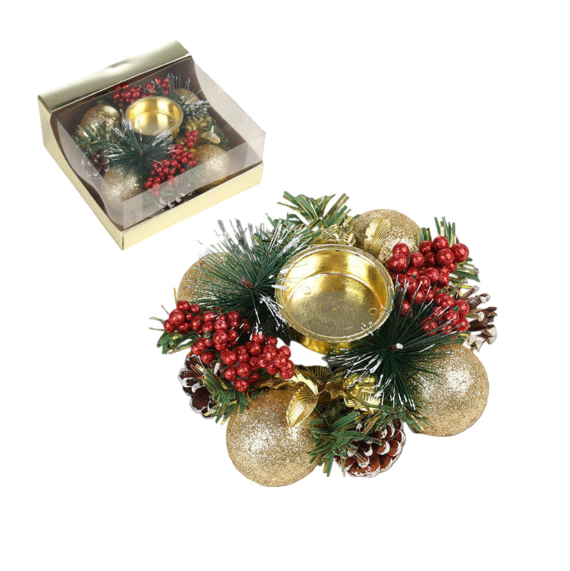 Christmas Artificial Pinecone Candle Holder