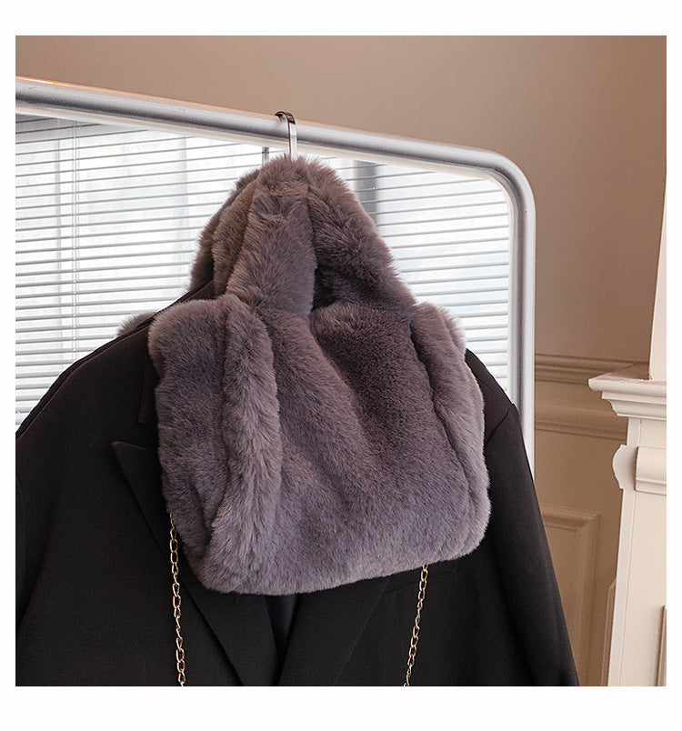 Winter Plush Tote – Cozy Large-Capacity Shoulder Bag