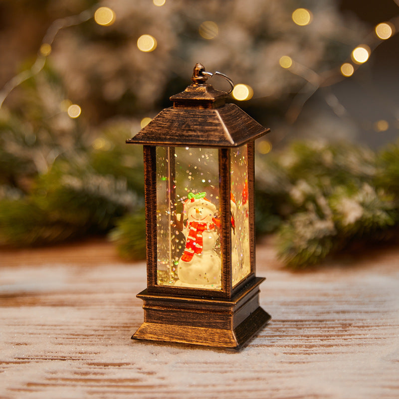 Christmas Glowing Santa Phone Booth Mini Oil Lamp Ornament