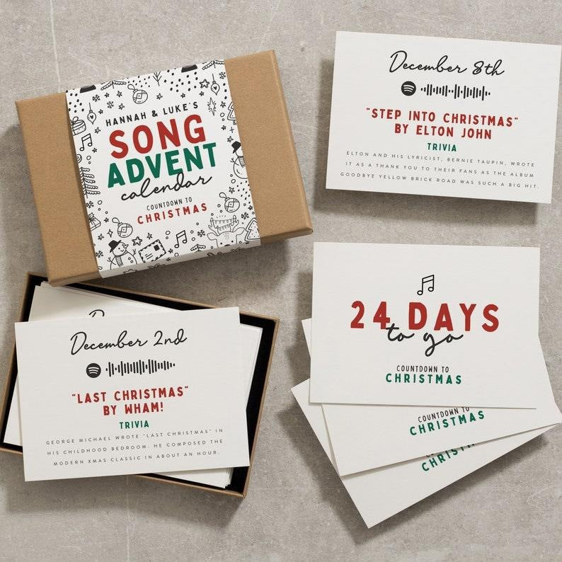 Christmas Advent Countdown Calendar Greeting Card Set