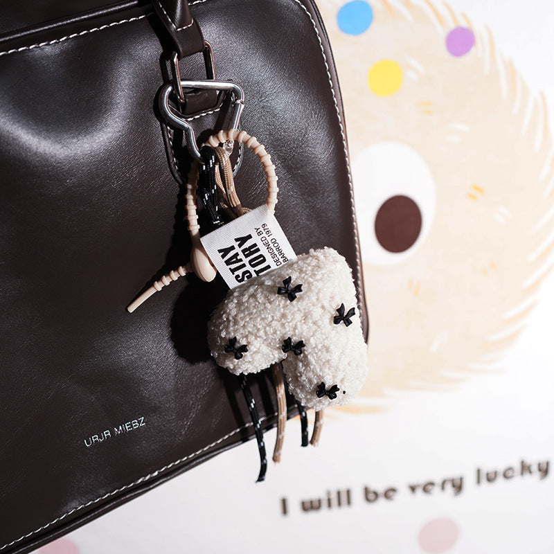 Lamb Wool Love Bowknot Bag Charm Pendant
