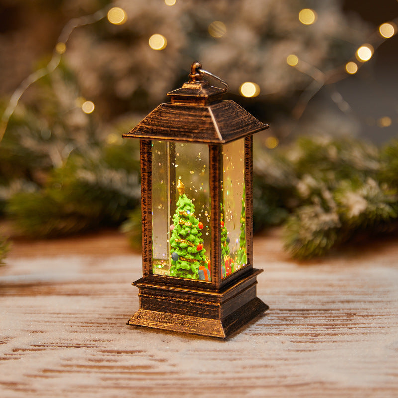 Christmas Glowing Santa Phone Booth Mini Oil Lamp Ornament