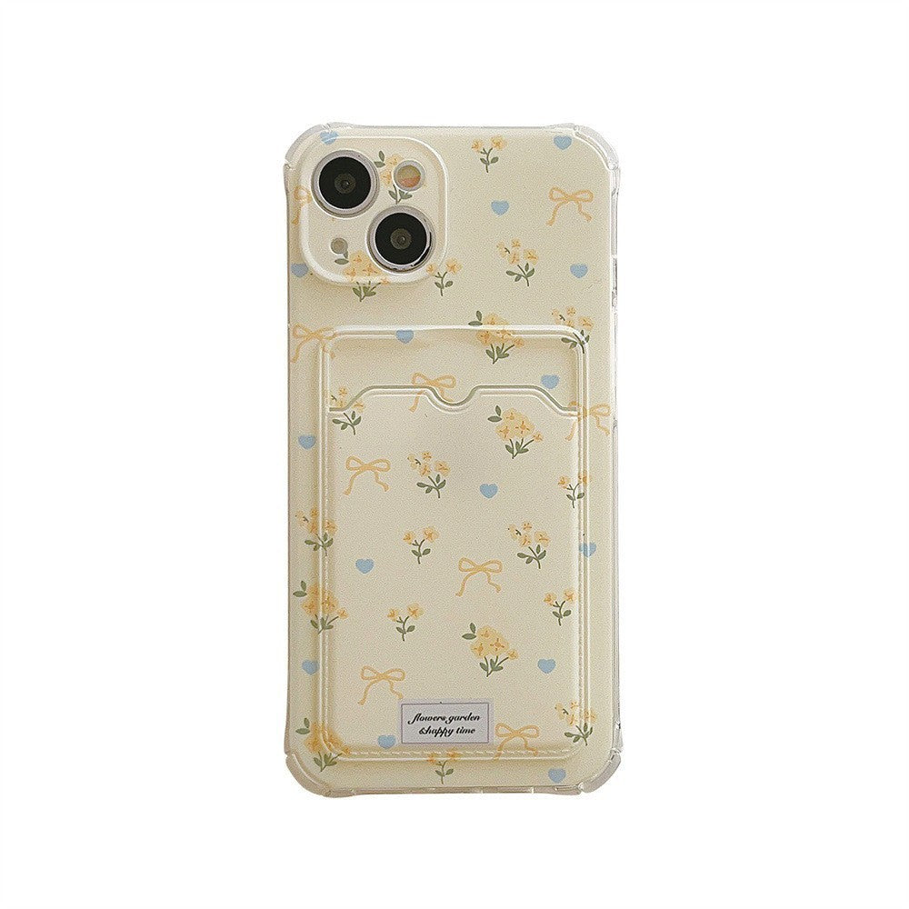 Cute Small Floral Phone Case with Card Holder (11-17)