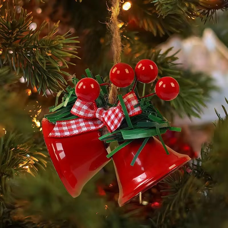 Christmas Hawthorn Bow Jingle Bell Hanging Decoration