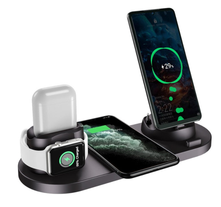 6-in-1 Wireless Charging Dock Station – Fast Wireless Charger for iPhone, AirPods & Apple Watch | Multi-Device Fast Charging Pad