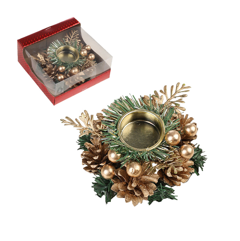 Christmas Artificial Pinecone Candle Holder