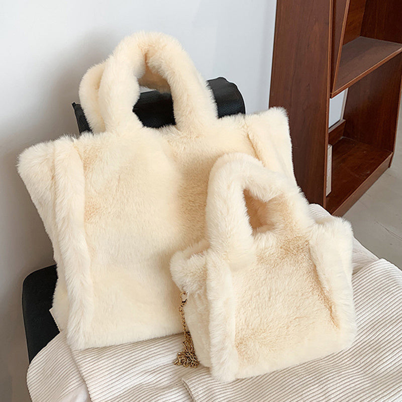 Winter Plush Tote – Cozy Large-Capacity Shoulder Bag