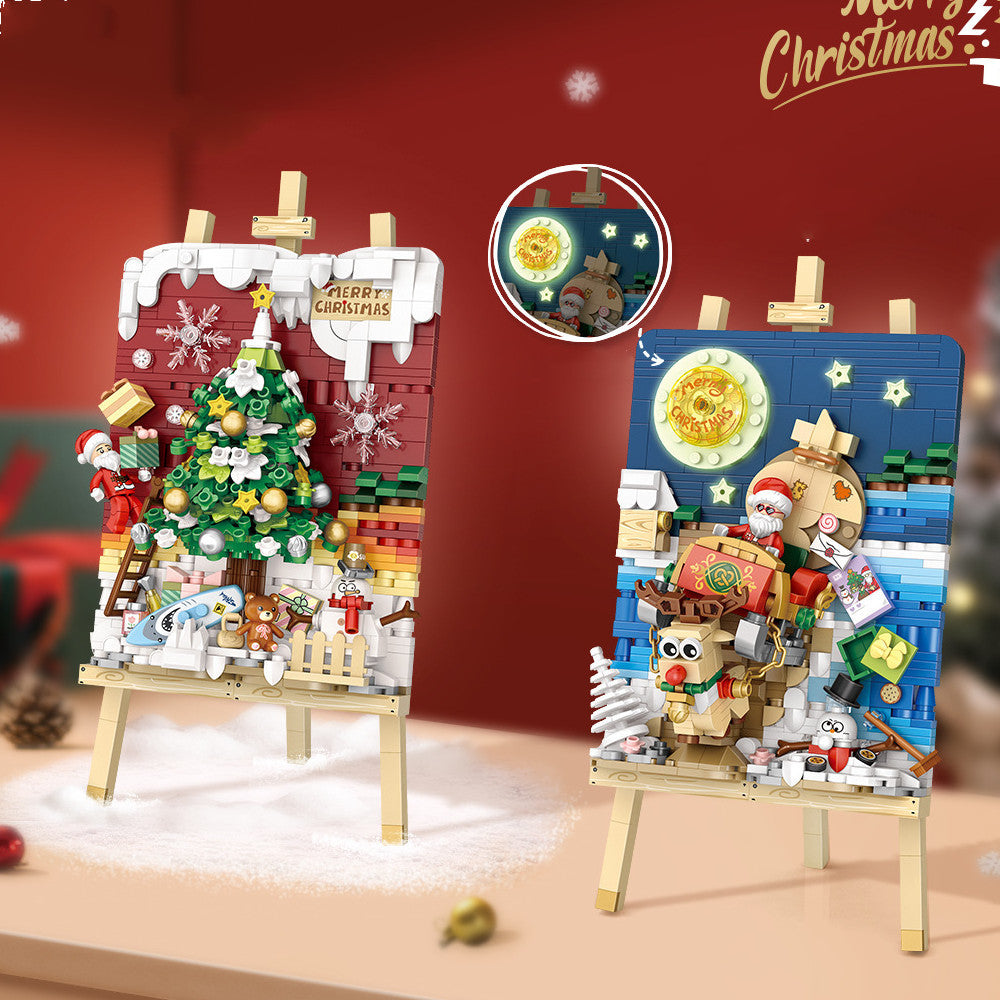 Sled Car Christmas Tree 3D Painting – Small Particle Building Blocks
