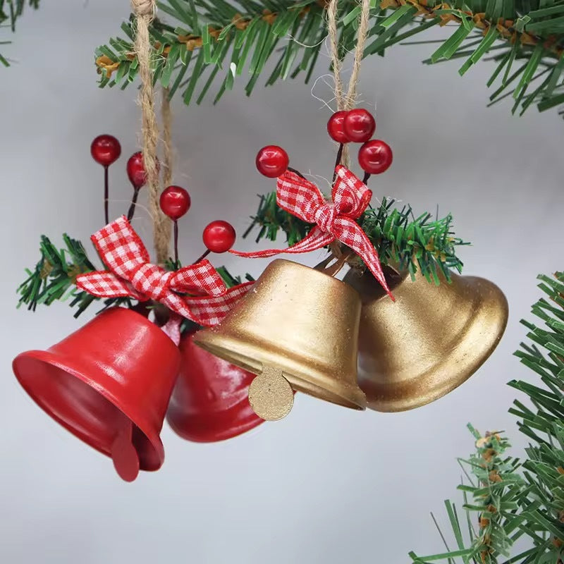 Christmas Hawthorn Bow Jingle Bell Hanging Decoration
