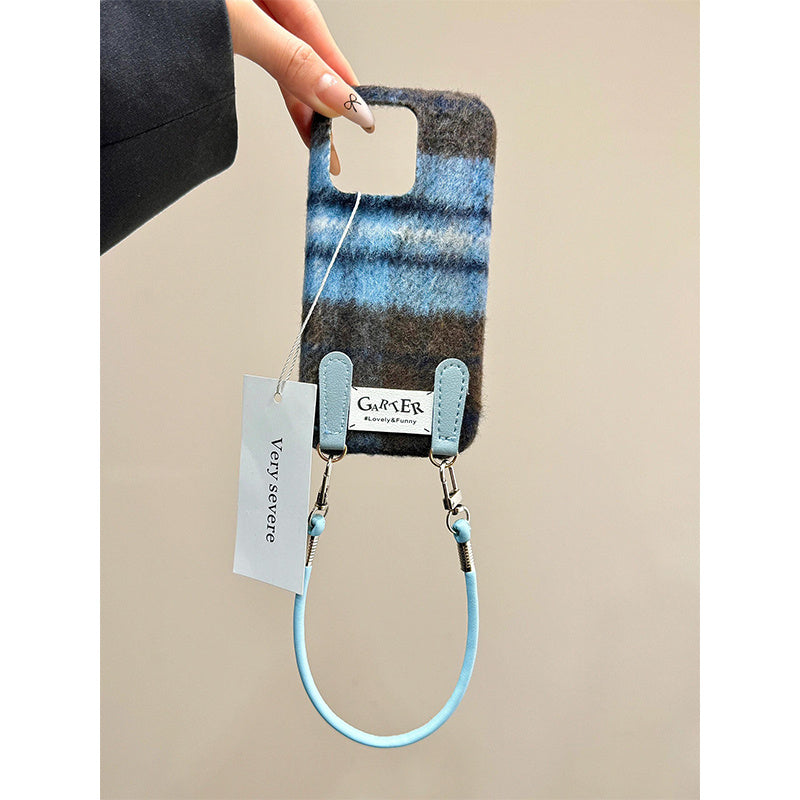 Cozy Flannel Contrast-Color Check Phone Case (13-16)