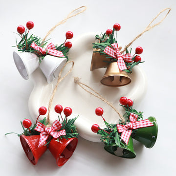 Christmas Hawthorn Bow Jingle Bell Hanging Decoration