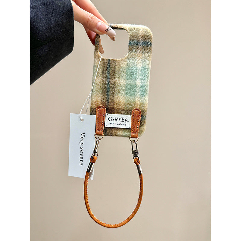Cozy Flannel Contrast-Color Check Phone Case (13-16)