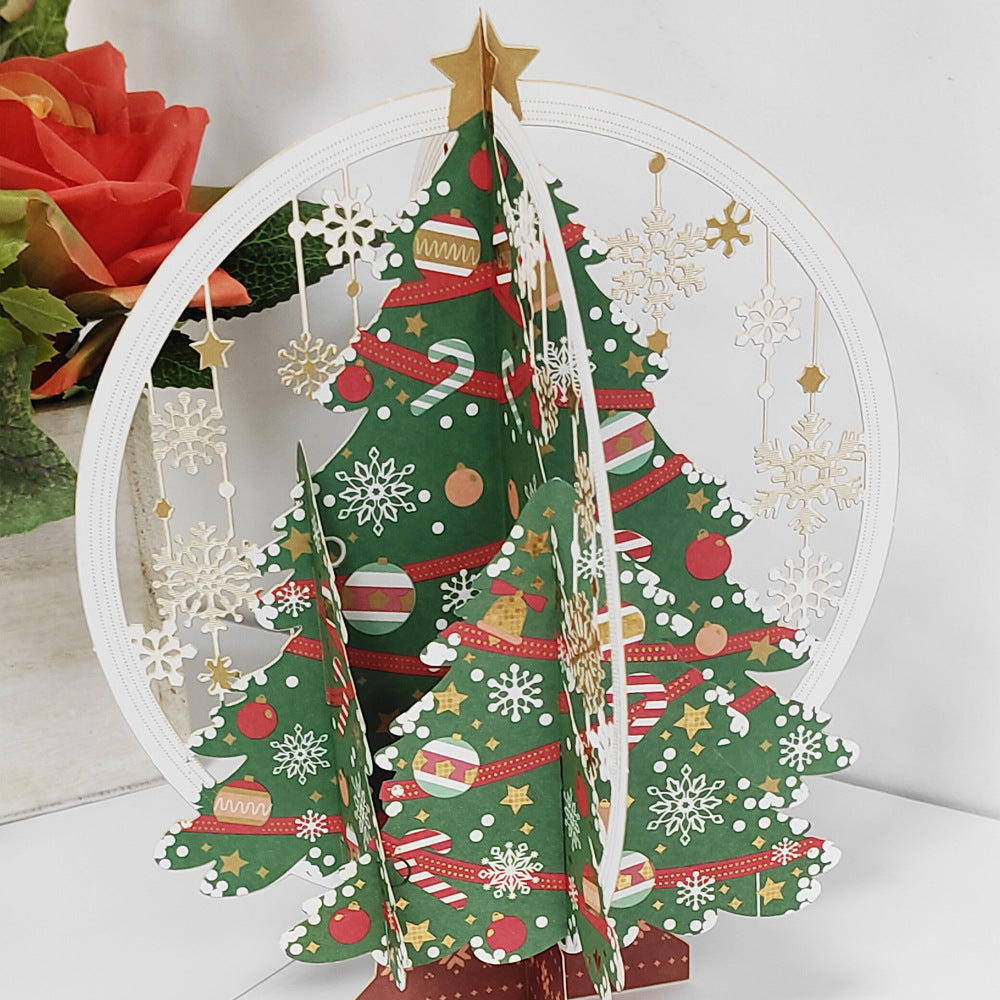 3D Christmas Green Stereo Crystal Ball Greeting Card