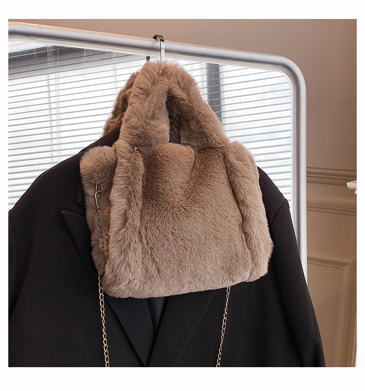 Winter Plush Tote – Cozy Large-Capacity Shoulder Bag