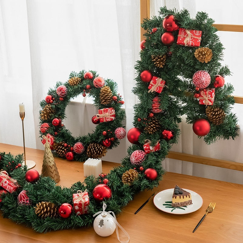 Christmas Rattan Vine Ring Decorative Wreath – Festive Door & Wall Decoration