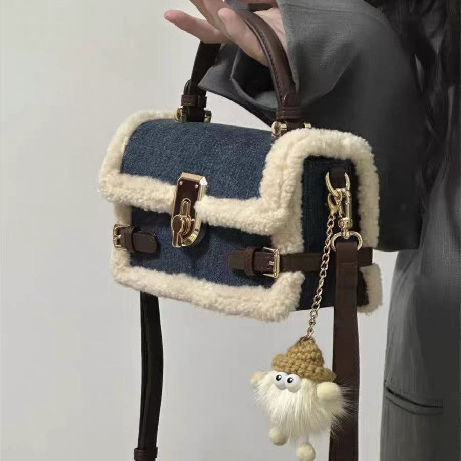 Denim + Lamb Wool Crossbody