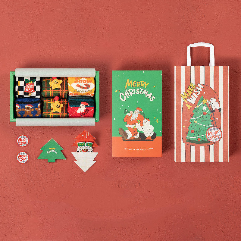 New Christmas Couple Tube Socks Gift Box