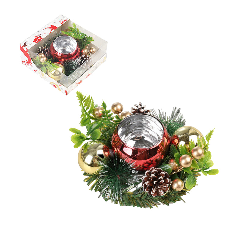 Christmas Artificial Pinecone Candle Holder