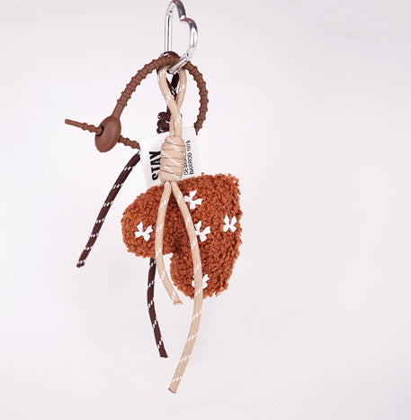 Lamb Wool Love Bowknot Bag Charm Pendant