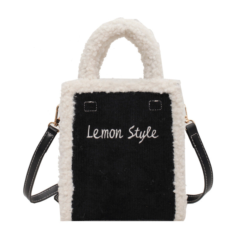 Cute Lamb Fleece Handbag – Soft Plush Messenger Crossbody Bag