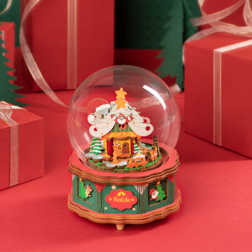 “Christmas Town” Wooden DIY Music Box – Hand-Assembled Creative Holiday Gift