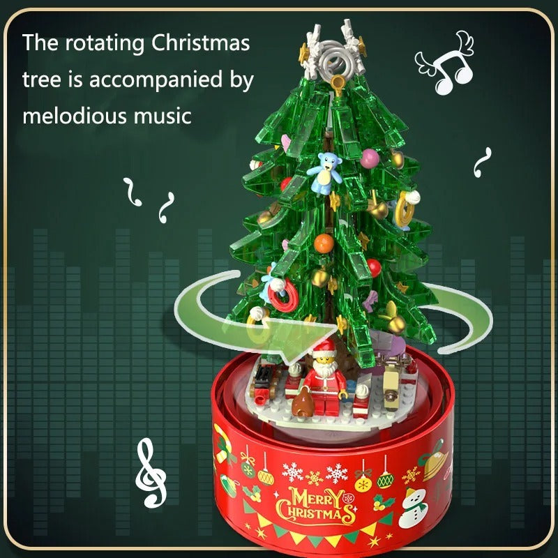 Christmas Sweet House Block Set – Floating Snow Rotating Music Box with Characters