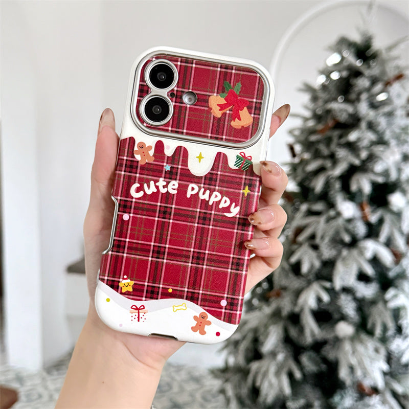 Christmas Red Plaid Phone Case — With Optional Dachshund Crossbody Clip (13-16)