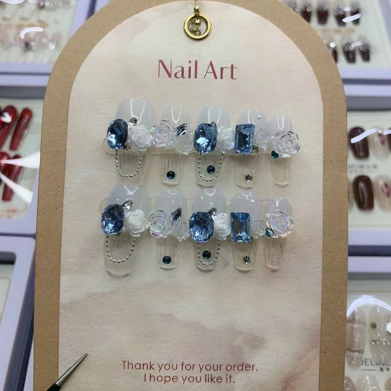 Handmade Crystal Ice Press-On Nails