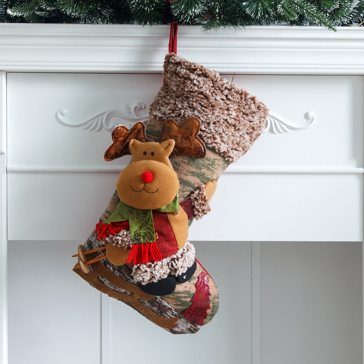 Large Christmas Stocking Gift Candy Bag – Santa/Snowman/Elk Holiday Decoration