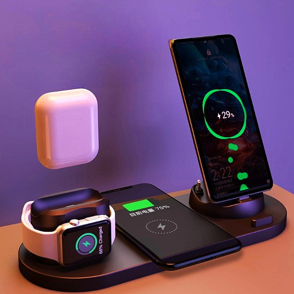 6-in-1 Wireless Charging Dock Station – Fast Wireless Charger for iPhone, AirPods & Apple Watch | Multi-Device Fast Charging Pad